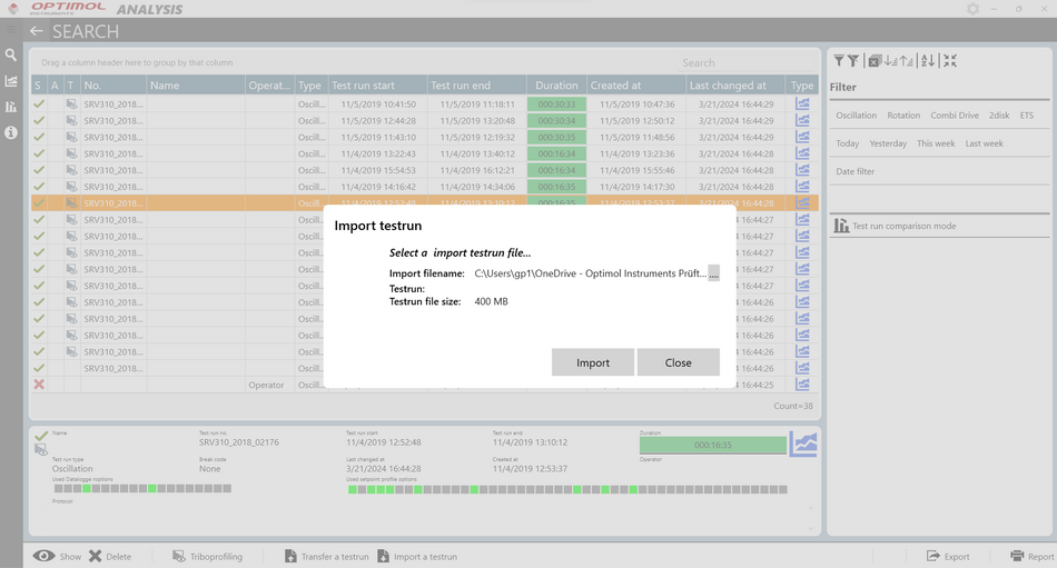 OCADesktop Analyis - Standalone Software zur Auswertung von OCA Versuchsdaten